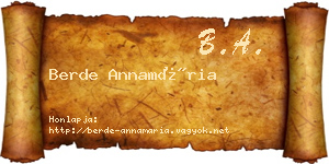 Berde Annamária névjegykártya